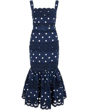 Self-Portrait I Wear A Mix Of Cotton And Linen With Dots - Blue