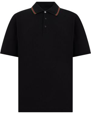Gucci Polo a maniche corte con web band - Nero