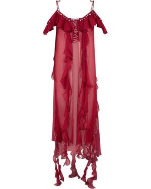 LES FILLES D'EVA Midi Dress With Ruffles - Red