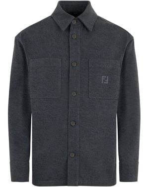 Fendi Denim Shirt With Embroidery - Black