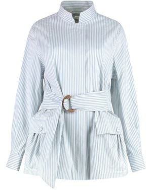 Fendi Belted Cotton Jacket - Blue