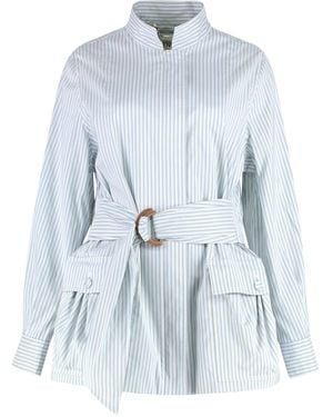 Fendi Belted Cotton Jacket - Blue