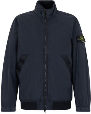 Stone Island Jacket With Zipper - Blue