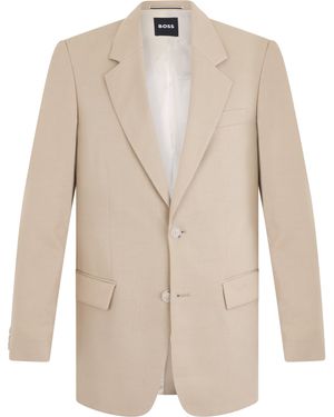BOSS Single-Breasted Jacket With A Relaxed Fit - Natural