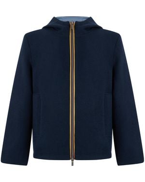 K-Way Claude Hooded Lightweight Zip Jacket - Blue