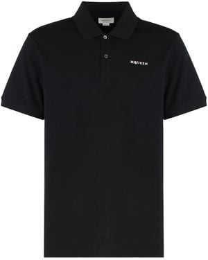 McQueen Cotton-Piqué Polo Shirt - Black