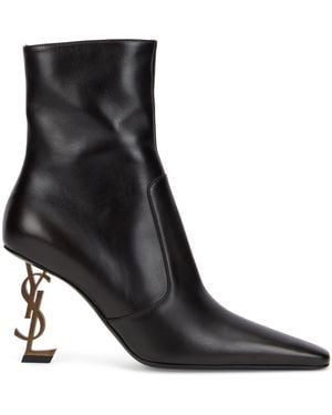 Saint Laurent Stivaletto con tacco logato - Nero
