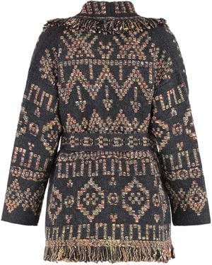 Alanui Grunge Beat Jacquard Knit Cardigan - Gray