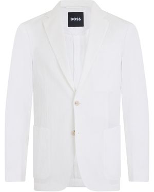 BOSS Single-Breasted Cotton Jacket - White