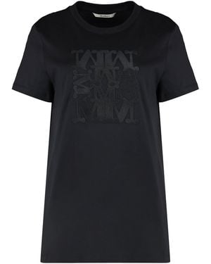 Max Mara Cotton T-Shirt With Embroidery - Black