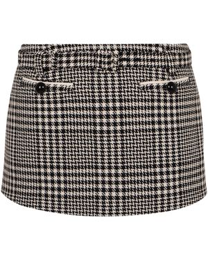 Self-Portrait Houndstooth Mini Skirt - Black