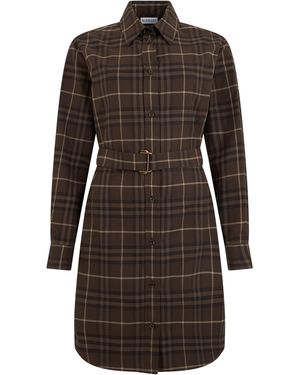 Burberry Abito corto con cintura - Marrone