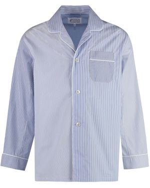 Maison Margiela Striped Cotton Pajama Shirt - Blue