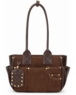 Ganni Small Suede Flower Bag - Brown