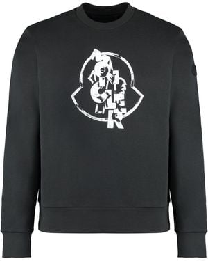 Moncler Logo Detail Cotton Sweatshirt - Black