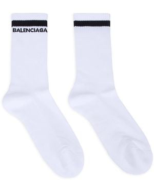 Balenciaga Calzini in cotone con logo - Bianco