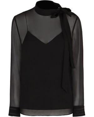 Gucci Silk Georgette Bow Blouse - Black