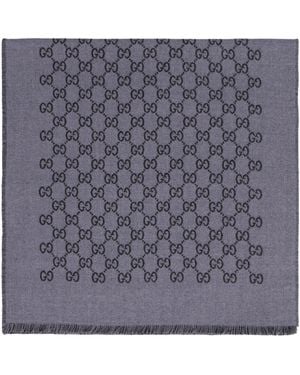 Gucci Wool Gg Jacquard Scarf - Grey