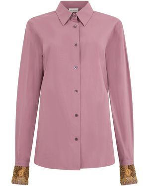 Dries Van Noten Shirt With Embroidered Cuffs - Pink