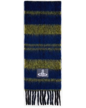 Vivienne Westwood Striped Scarf With Fringes - Blue