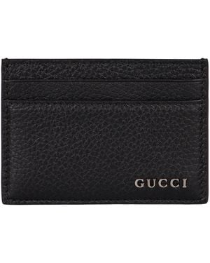 Gucci Card Holder Grained Leather Calfskin Accessory - Black