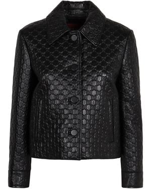 Gucci Oversized Bomber Leather Jacket - Black