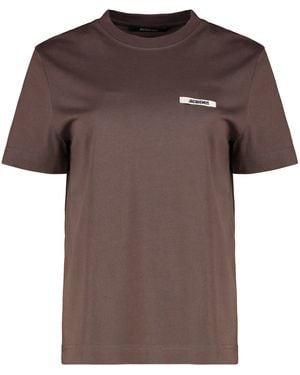 Jacquemus Gros Grain Cotton Crew-Neck T-Shirt - Brown