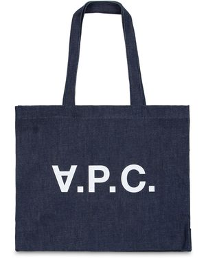 A.P.C. Borsa tote con logo - Blu