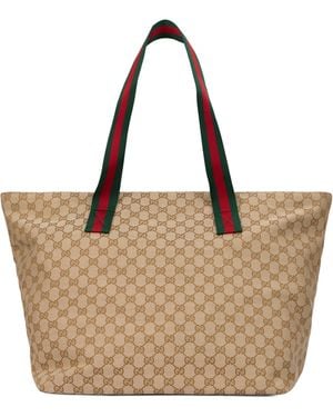 Gucci Monogram Canvas Tote Bag - Brown