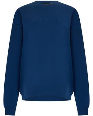 Canada Goose Hoodie With Embroidered Logo Cotton Sweatshirts - Blue