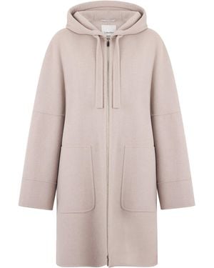 Max Mara Cappotto in lana con Cappuccio - Rosa