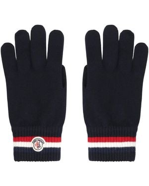 Moncler Tricolored Wool Gloves - Black