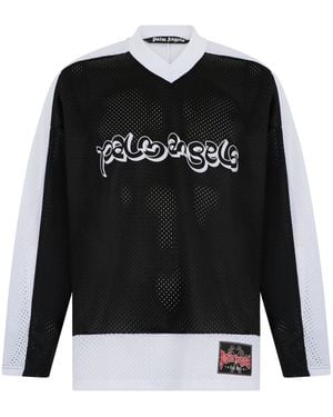 Palm Angels Long Sleeve Mesh T-Shirt - Black
