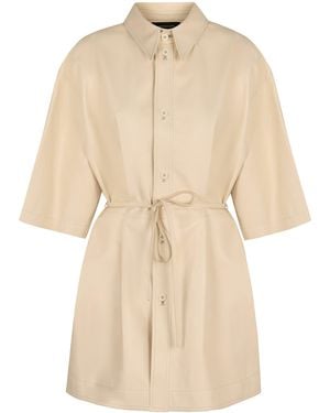 Fabiana Filippi Leather Shirt With Coordinated Waist Belt - Natural