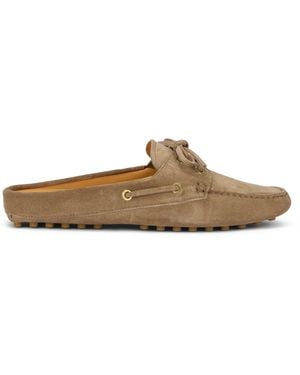 Tod's Mocassino Gommino in Pelle Scamosciata beige - Marrone