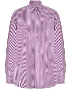 Balenciaga Striped Cotton Poplin Shirt - Purple