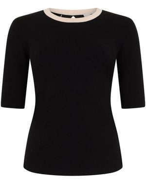 Elisabetta Franchi Knitted Top With Viscose Bands - Black