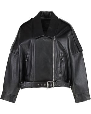 Pinko Confine Leather Biker Jacket - Black