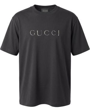 Gucci Cotton T-Shirt With Glitter Writing - Black