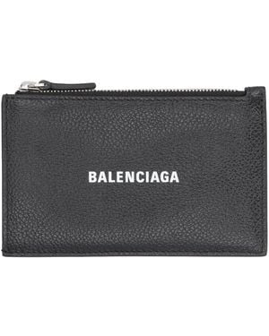 Balenciaga Iconic Monogram Calfskin Card Holder - Black