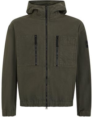 Stone Island Dark Jacket With Hood And Zip - Green