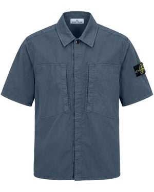 Stone Island Camicia A Maniche Corte in cotone - Blu
