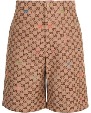 Gucci Gg Motif Fabric Shorts - Brown