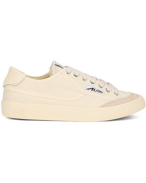 Autry Canvas Trainers With Leather Inserts - Natural