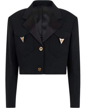 Versace Cropped Jacket With Buttons - Black