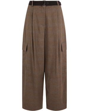 P.A.R.O.S.H. Wide-Leg Trousers With A Check Pattern - Brown