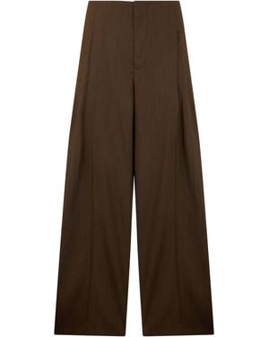 Alberta Ferretti Pantaloni a Gamba ampia in misto lana - Marrone