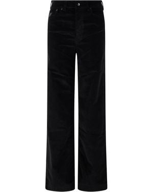 Lois Straight Velvet Trousers - Black