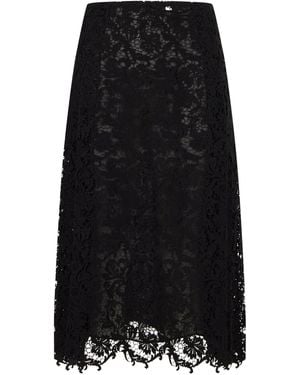Fendi Gonna midi in pizzo floreale - Nero