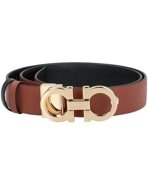 Ferragamo Cintura reversibile Gancini in pelle - Bianco